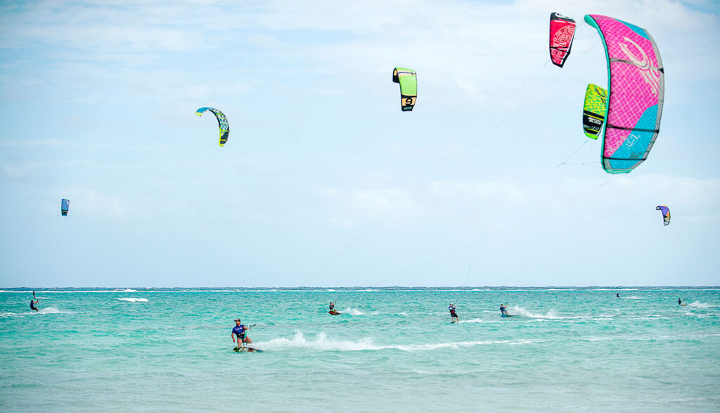 Kitesurfers at Barkers Beach. - Photo: Taneos Ramsay